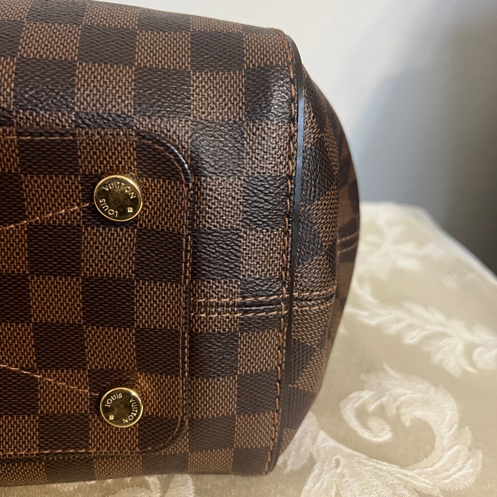 Louis Vuitton Brown Damier Ebene Canvas Tote with Gold Hardware - Picture 7 of 13